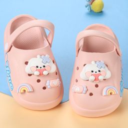 Oh! Pair Slip On Clogs with Back Strap Closure Puppy Applique -  Pink-picture-3