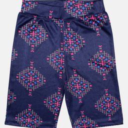 Kiddopanti Motif Printed Cycling Shorts - Navy Blue-image-32