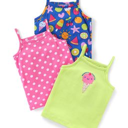 Babyhug 100% Cotton Sleeveless Slips Heart & Star Print Pack of 3 - Multicolour-image-23