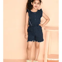 Kids Cave Frill Sleeves Stars Printed Jumpsuit - Blue-picture-10