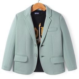 Pine Kids Knit Full Sleeves Solid Colour Blazer & Printed T-Shirt - Sea Green-image-93