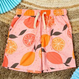 The Lion and the Fish Viscose Lemon Printed Shorts - Peach & Mustard-image-63