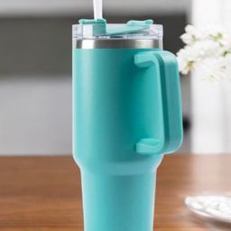 Yellow Bee Stainless Steel Tumbler with Handle and Straw Lid for Girls 1225ml, Teal-image-72