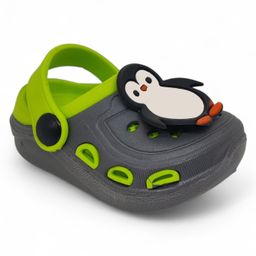 Lil Lollipop Penguin Applique Detailed Anti Slip Perforated Slingback Clogs - Grey-image-97