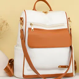 SYGA Women Breathable Soft Backpack Stylish Daily Companion with Neat Stitching & Functional Pockets(White)-picture-48