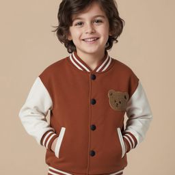 Mark & Mia Fleece Knit Full Sleeves Bomber Jacket With Bear Embriodery - Brown-picture-42