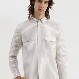 United Colors of Benetton Button Down Collar Vertical Stripes Striped Pure Cotton Shirt-picture-45