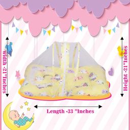 Toddylon New Born Baby Bedding Set Mattress with Mosquito Net and Pillow - Yellow image 3