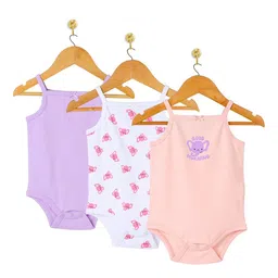 Nuego Infant Girls Pack Of 3 Animal Printed Pure Cotton Bodysuits-image-41