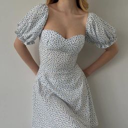 DressBerry Floral Print Puff Sleeve A-Line Mini Dress-image-72