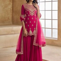 NIZA FASHION Women Floral Embroidered Regular Kurta with Trousers & With Dupatta-picture-39