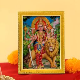 Art Street Red & Green Divine Devi Maa Durga Religious Wall Paintings-image-23