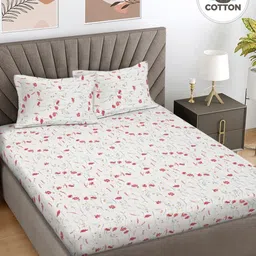 Myntra Elegant Homes Red Printed 300 TC Pure Cotton King Bedsheet Set 2.50 m X 2.25 m-image-70