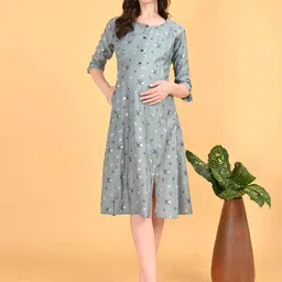 GOLDSTROMS Women Floral Print A-Line Maternity Dress-image-36