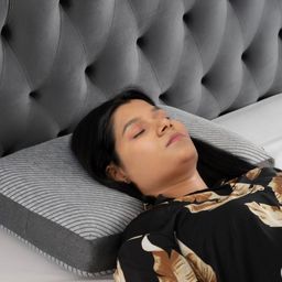 wakefit Grey Memory Foam Filled Faux Velvet Sleep Pillow-55