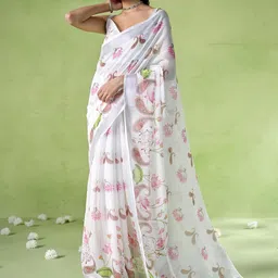 all about you Floral Printed Zari Pure Cotton Saree-image-94