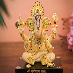 Craftlayout Statue Gold-Plated And Red Lord Ganesha Religious Idol Showpiece-56