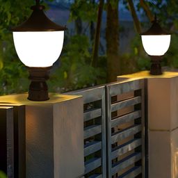 KINIS 2 Pieces Black & White Modern Shaped Weatherproof Outdoor Pole Lamp-16