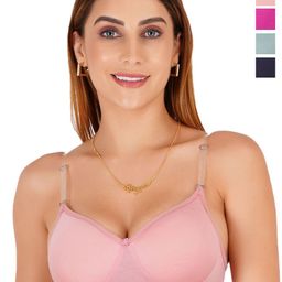 Liigne Pack Of 4 Full Coverage Lightly Padded T-shirt Bra with Transparent Strap-image-85