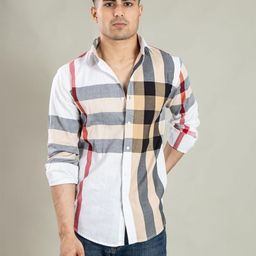 Suture Craft India Slim Tartan Checked Cutaway Collar Slim Fit Pure Cotton Shirt-image-94