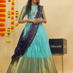 Fabcartz Semi-Stitched Lehenga & Unstitched Blouse With Dupatta-image-53