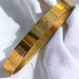 SZN Gold-Plated Stainless Steel OM Symbol Enamelled Kada Bracelet-68