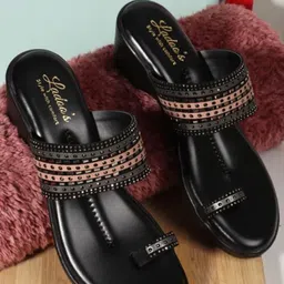 LADOO'S Leather Party Wedge Sandals-31