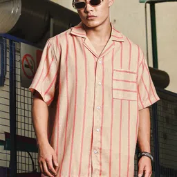 House of Koala Unisex Original Relaxed Fit Vertical Striped Linen Casual Shirt-image-47