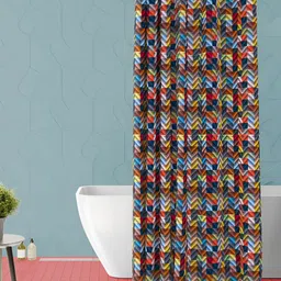 ArtzFolio Blue & Red Geometric Printed Waterproof Shower Curtain-14