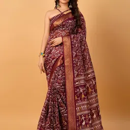 Sitanjali Kalamkari Zari Art Silk Chanderi Saree-45