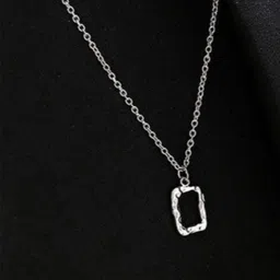 SALTY Men Stainless Steel Square Shaped Pendant with Chain-image-25