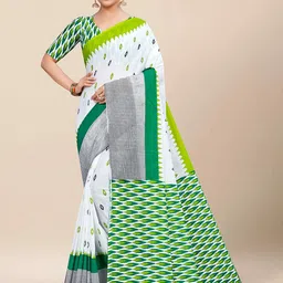 HERE&NOW Geometric Printed Pure Cotton Bagru Saree-7