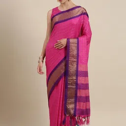 DIVASTRI Checked Zari Silk Cotton Saree-17