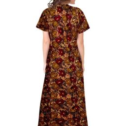 AAKARSHANA CREATION Brown Pure Cotton Maxi Printed Nightdress-image-92