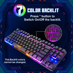 RPM Euro Games Gaming Keyboard With 87 Keys & RGB Backlit | With Suspension Keys Wired USB Tenkeyless Gaming Keyboard Compatible with Desktop, Laptop, Tablet, iPad, Mac stand support,multimedia_keys,Gaming Keyboard Wired | RGB Backlit, Spill Proof, Membrane Keyboard With Mechanical Feel image 2