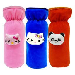 Brandonn Velvet Feeding Bottle Covers With Animal Motifs Fits 250 ml Bottle Set of 3 - Multicolor-124