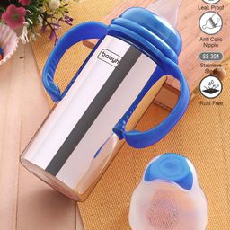 Babyhug Stainless Steel Feeding Bottle with Twin Handle Blue - 250 ml-10
