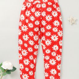 Kookie Kids Full Length Leggings Floral Print - Red-image-82