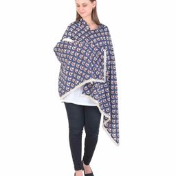 Elementary Multi Purpose Organic Cotton Nursing Cover Floral Block Print - Navy-image-59
