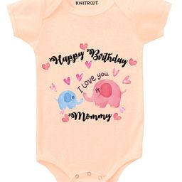 KNITROOT Short Sleeves Happy Birthday Mommy Print Onesie - Peach-picture-11