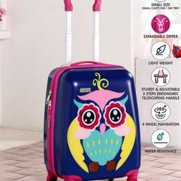 Babyhug Kid's Expandable Trolley Bag Owl Print Blue - 18 Inches-20