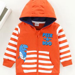 Babyhug Full sleeves Sweatshirt Dino Print - Orange-picture-10