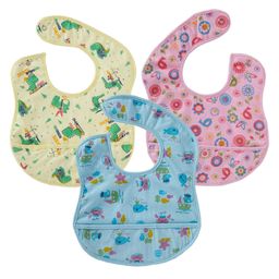 babywish Food Catcher Printed Bib Pack of 3 - Yellow, Pink, Blue-image-23