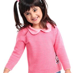 Babyhug Full Sleeves Sweater Striped - Pink-image-83