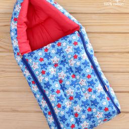Babyhug 100% Cotton Sleeping Bag cum Carry Nest Stars Print - Blue-image-72