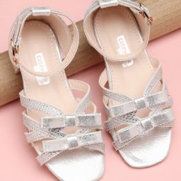 Cute Walk by Babyhug Party Wear Sandals Bead Detailing - Silver-image-97
