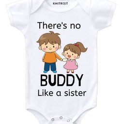 KNITROOT Half Sleeves Buddy Like A Sister Print Onesie - White-image-85