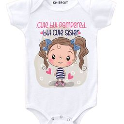KNITROOT But Cute Sister Print Half Sleeves Onesie - White-image-78