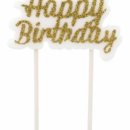 Party Anthem Happy Birthday Letter Glitter Cake Candle with Stick - Golden-image-89