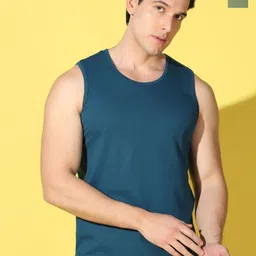 WOOSTRO Pack Of 2 Combed Cotton Gym Vests VWS26(PLAIN PEACOCK)(PLAIN LGTGREEN)-image-71
